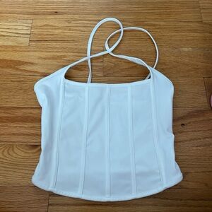 Bershka White Sleeveless Bustier Camisole Top